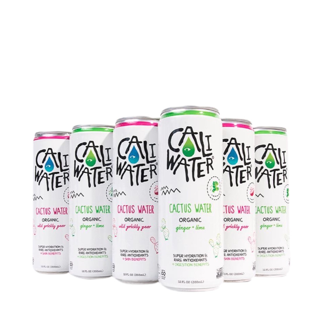 Caliwater Cactus Water cans line up - Available In Two Organic Flavors