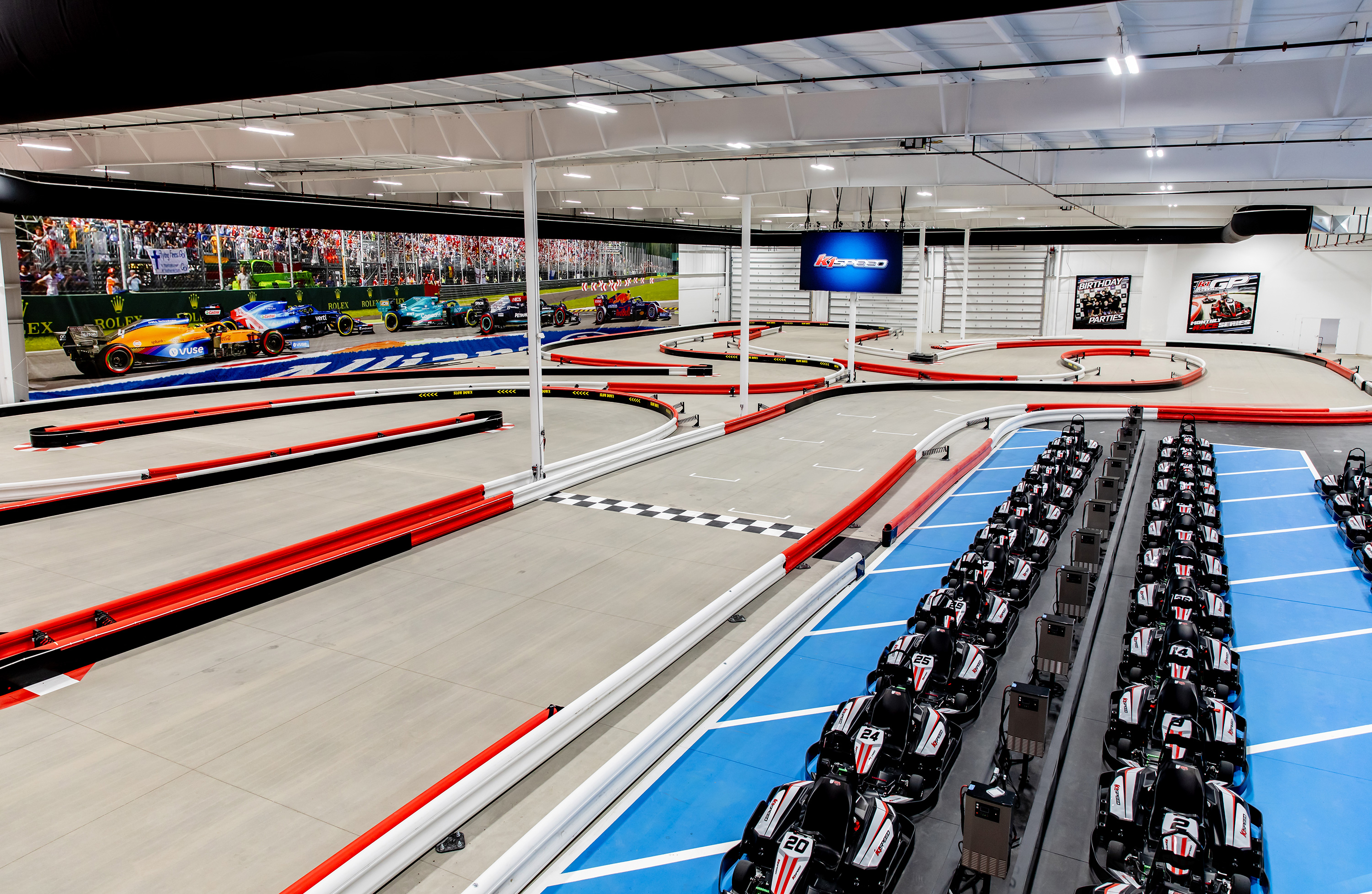 The indoor go kart track inside K1 Speed Canton in North Canton