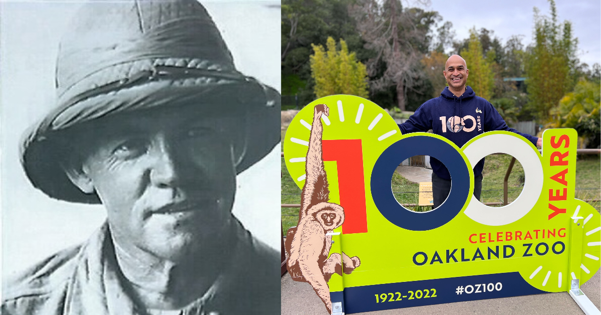 (LEFT: Oakland Zoo Founder Henry A. Snow; Photo Credit Oakland Museum)(RIGHT: Nik Dehejia, Oakland Zoo’s current CEO; Photo Credit Oakland Zoo)