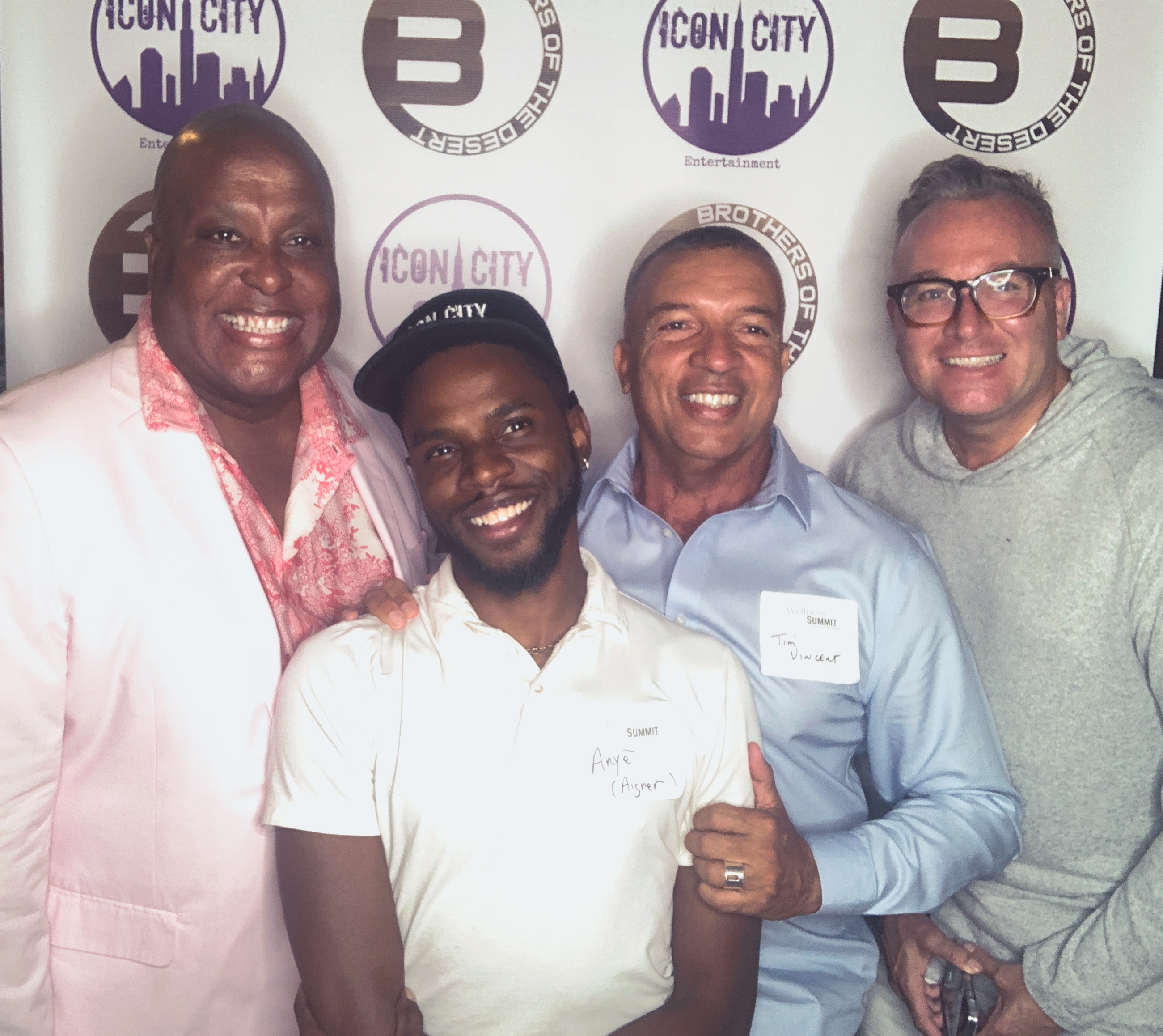 Pictured Left To Right: Brothers of the Desert Vice-President Eric Davis, Icon City Founder Aigner Ellis, Brothers of the Desert President Tim Vincent and Desert Aids Project Executive Director Steven