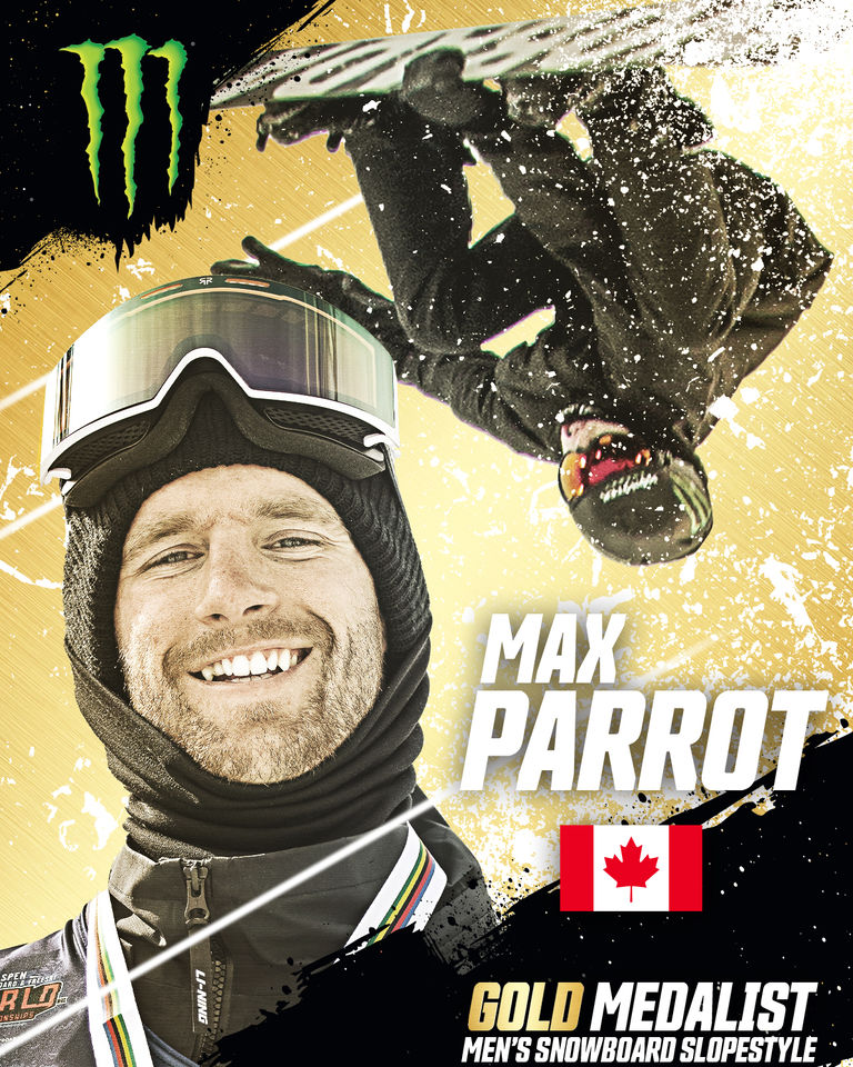 Monster Energy's Max Parrot Earns Gold Medal in Men’s Snowboard Slopestyle