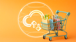 Digital cloud symbol and shopping cart