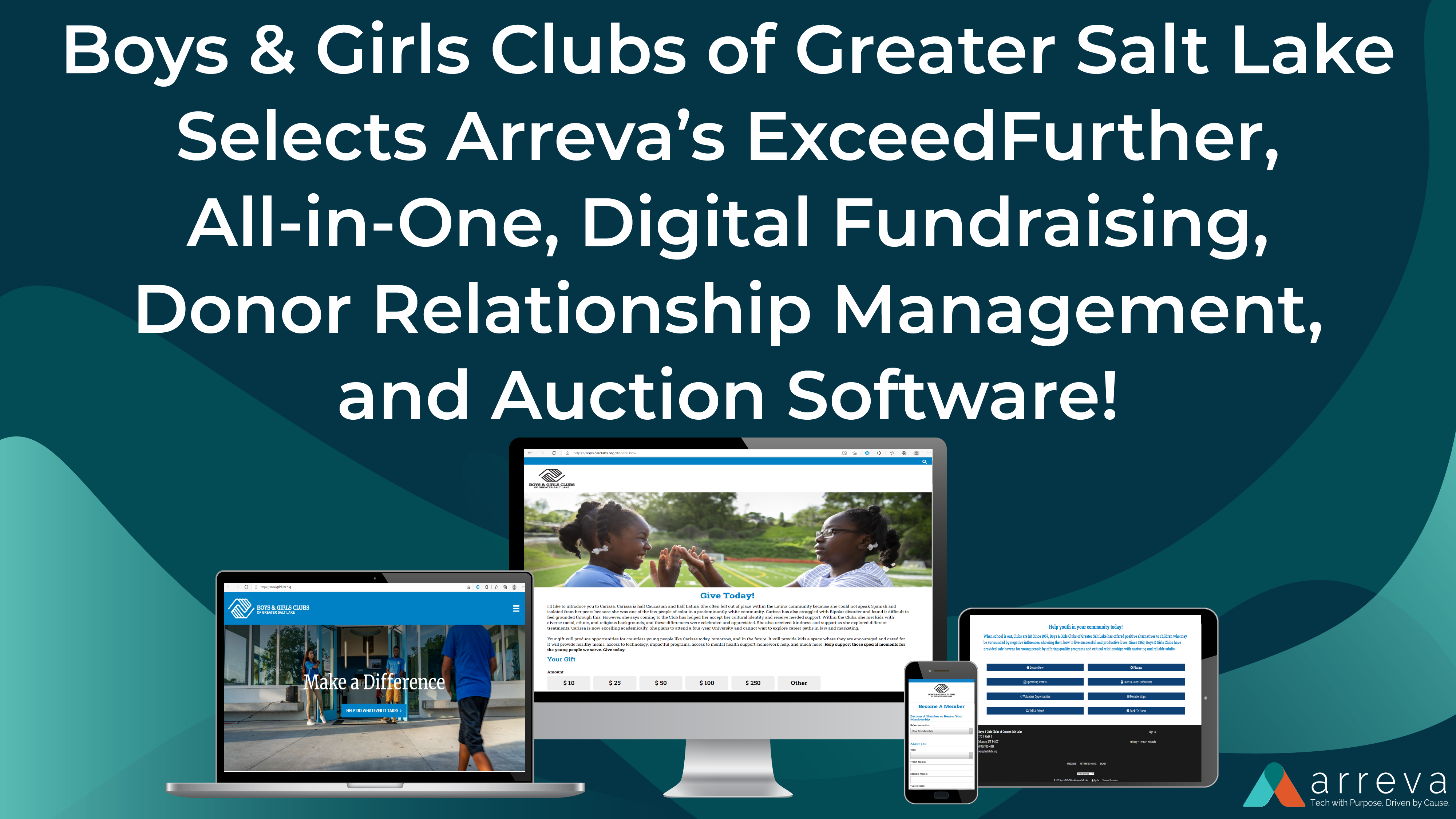 Boys & Girls Clubs of Greater Salt Lake Selects Arreva's ExceedFurther, All-in-One, Digital Fundraising, Donor Relationship Management, and Auction Software!
