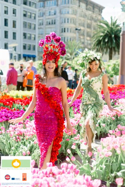 Entertainers dressed in gowns made of tulips amazed the crowd of almost 9,000