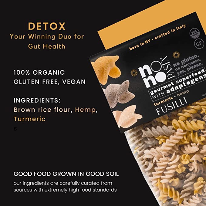 The Detox nonoPasta takes its inspiration from Ayurveda Medicine and contains 100% organic brown rice flour, hemp and turmeric.