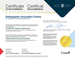 Orthopaedic Innovation Centre Announces Accreditation to ISO/IEC 17025 