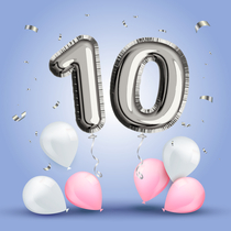10-year anniversary balloons.
