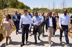 Senator Ossoff and Clyde Higgs press conference and tour on the Atlanta BeltLine Southside Trail. Photo by The Sintoses.