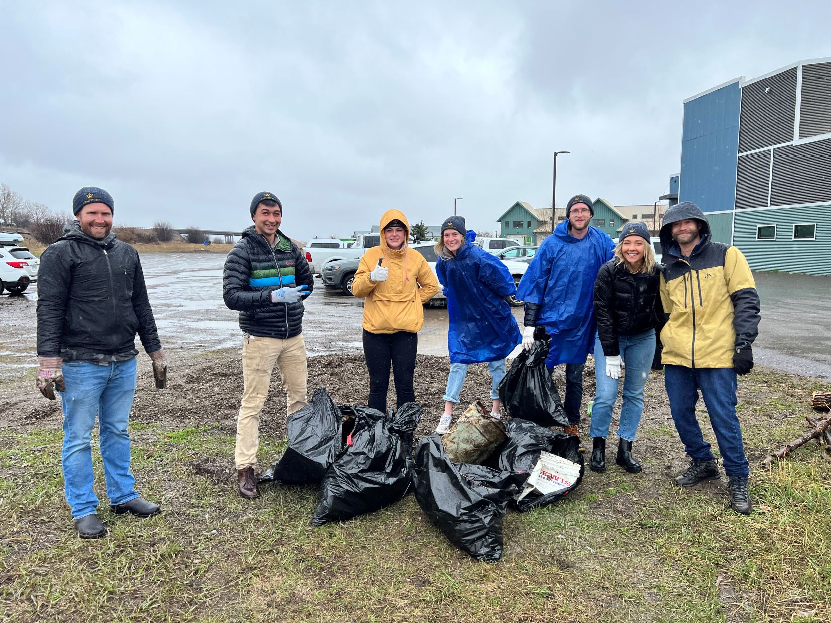 WealthVest employees collected several pieces of trash during a recent cleanup near the office in Bozeman, Montana.