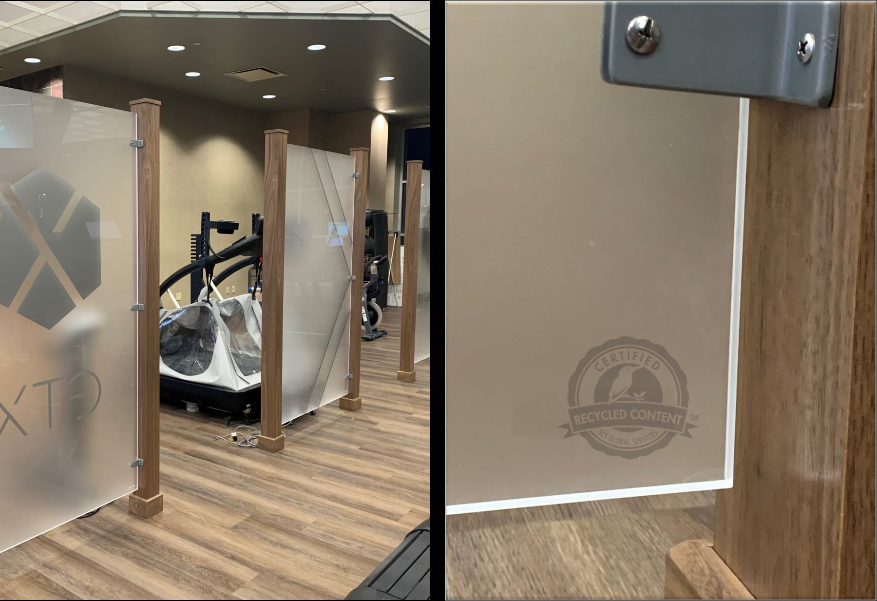 Recrylic panels can include the relevant certification logo, letting the public know when certified recycled materials are in use.