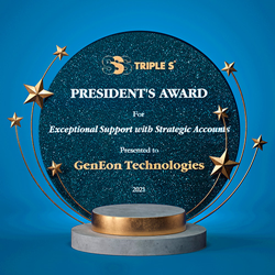 GenEon's Triple S Award for Exceptional Support With Strategic Accounts, Recognizing GenEon's Excellent Products and Customer Support