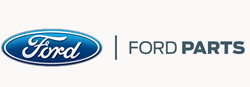 image of the Ford logo on left and Ford Parts written on right side on a white background