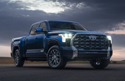 Front profile of a 2022 Toyota Tundra in blue color