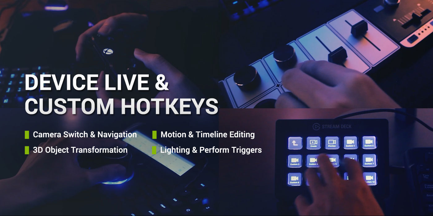 Intuitively engage directing and editing with Live Switching, Trigger Effects, Slider fader, Jog Dial timeline scrubbing, Drone Camera navigation, and so much more.