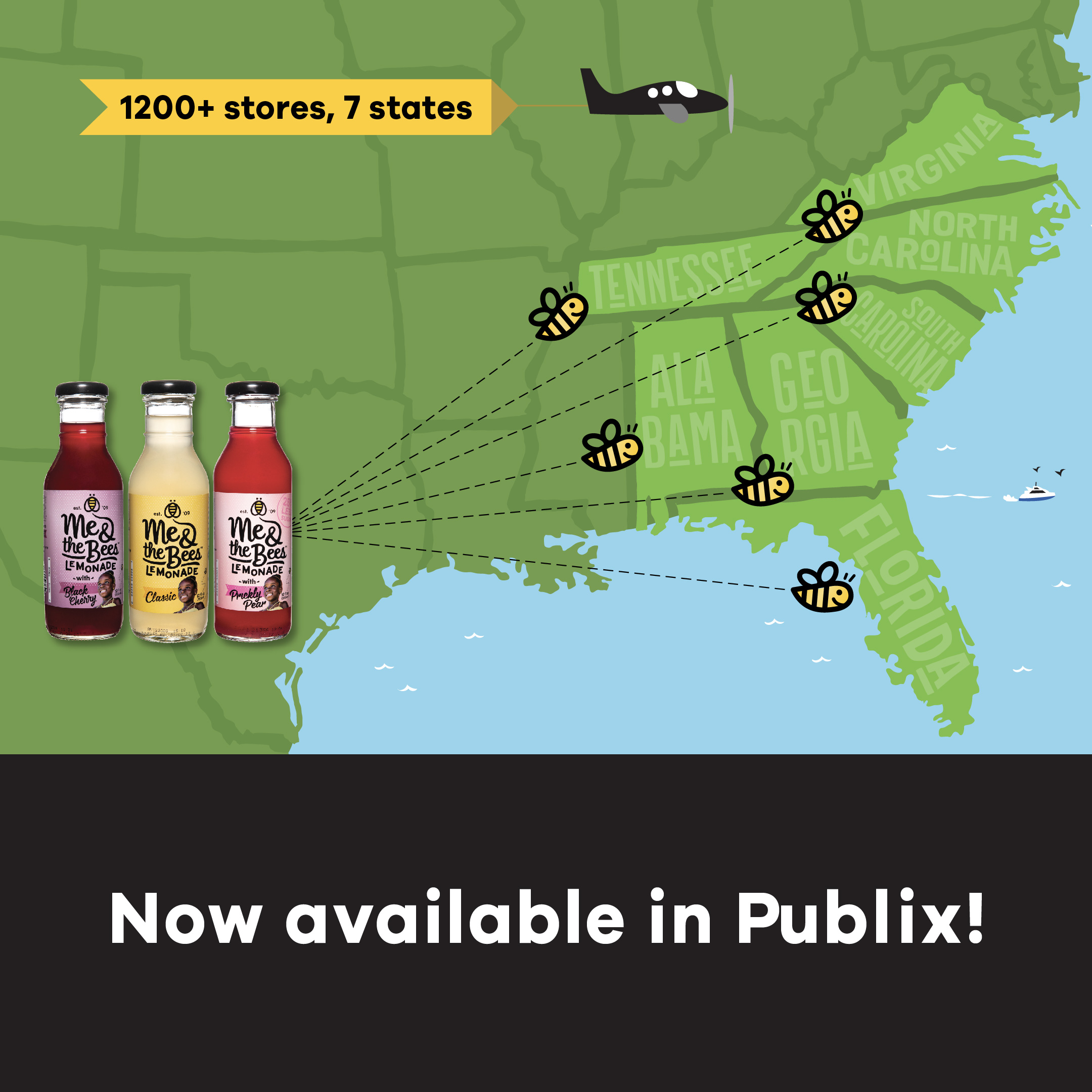 Me & the Bees Lemonade is now at all Publix stores.