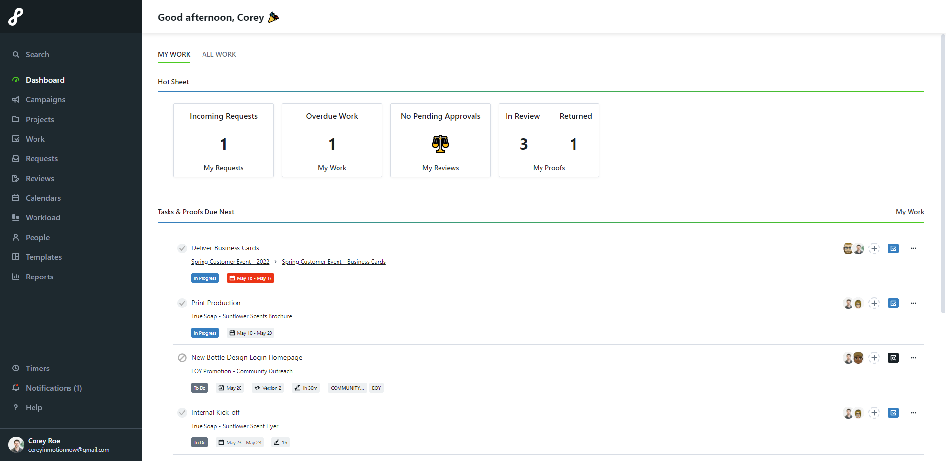 The Lytho creative workflow dashboard