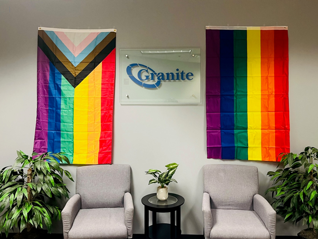 Granite's Orlando office displays Pride flags.