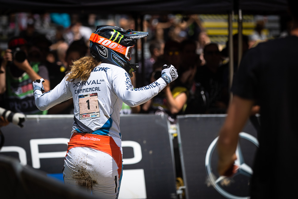 Monster Energy’s Camille Balanche Takes First Place at UCI Downhill  Mountain Bike World Cup with Dominant Finish in Leogang, Austria
