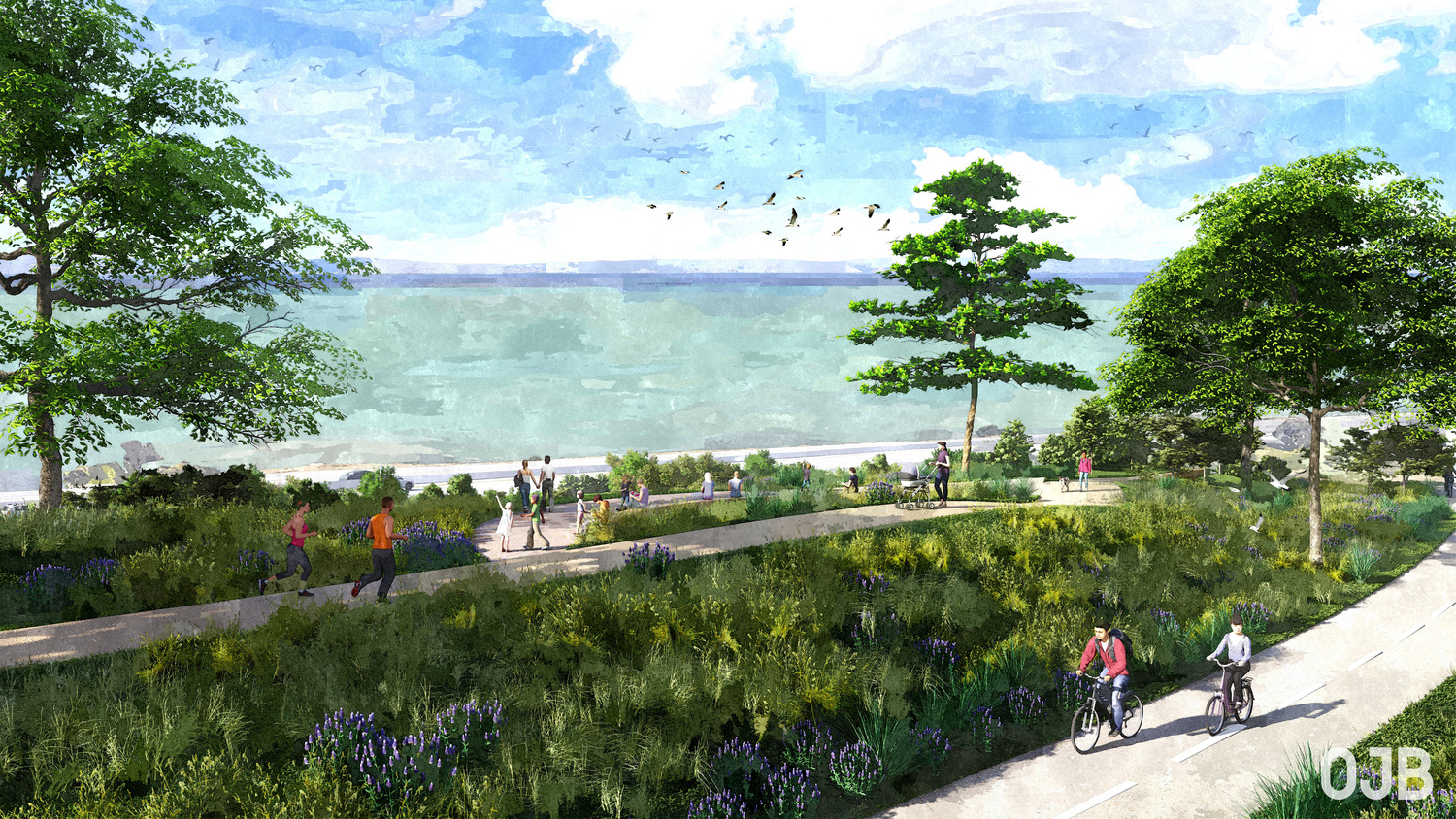 Future plans for redevelopment also include sustainable energy generation, open space, parks and trails. CREDIT: OJB Landscape Architecture