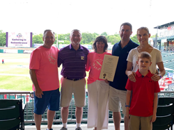 Governor Christopher Sununu’s Proclamation for Friends of Aine Gathering in Remembrance Day.
From L to R: Joe Murray, Friends of Aine Board Chair and Vice President of Government Relations and Public Affairs, Fidelity Investments; David and Christine Phillips, Friends of Aine Co-Founders; Presenting Sponsor, the Nicholas Family.