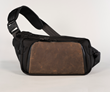 Moto Sling in black ballistic nylon and full-grain chocolate leather — four colorways available