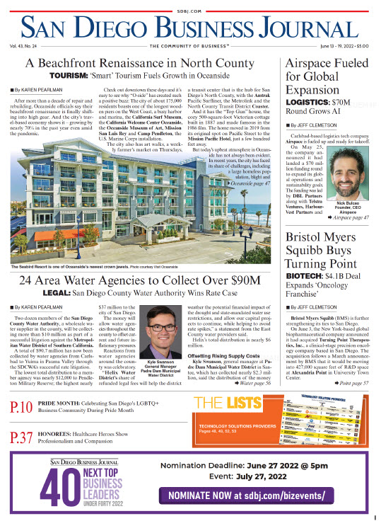 The San Diego Business Journal June 13, 2022 issue featured the regions's top Technical Solutions Providers.