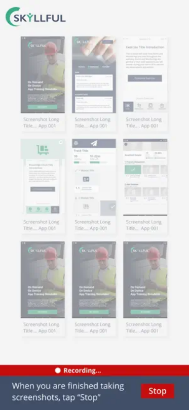 Recording app workflows/screens within Skyllful Screenshot