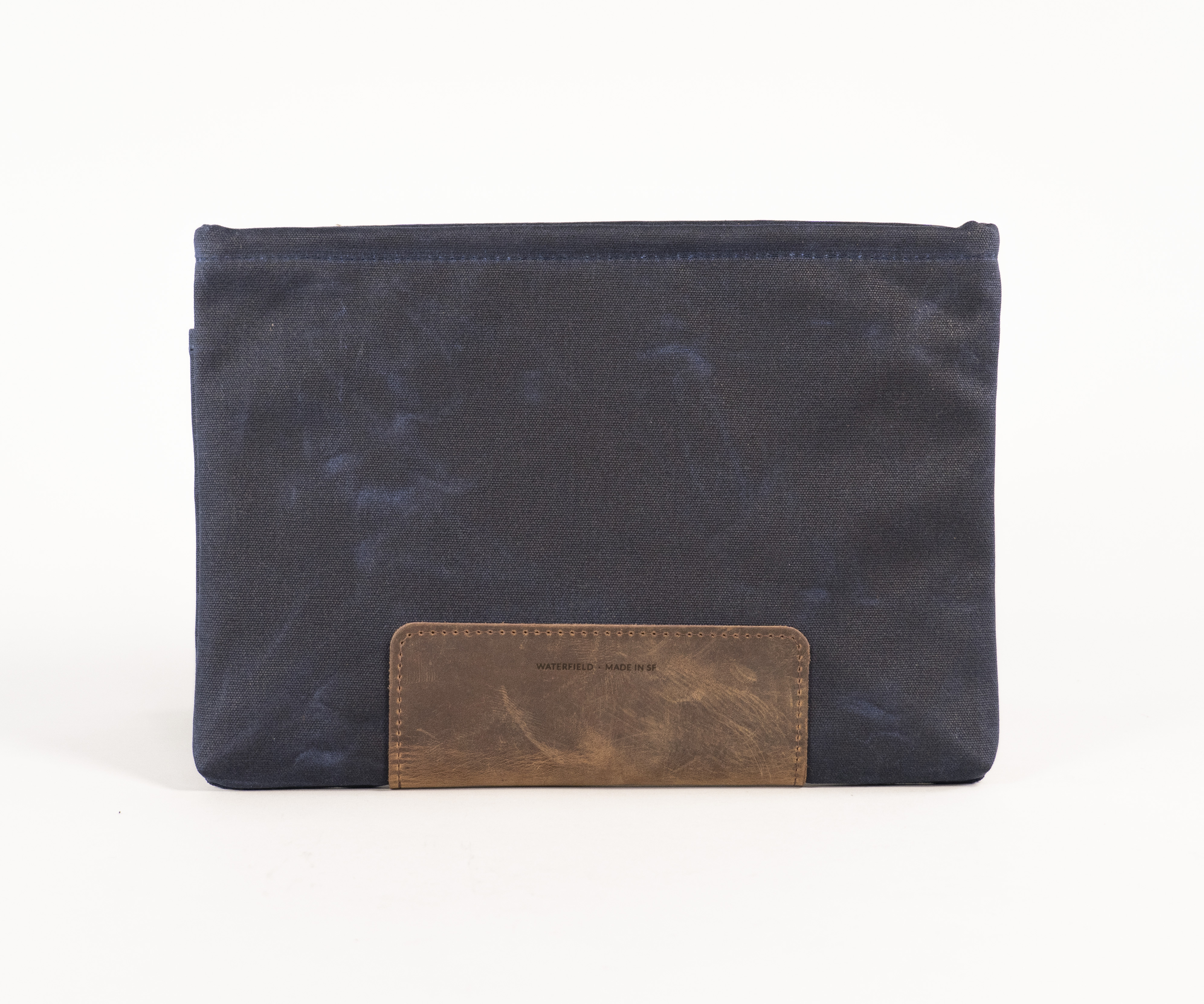 Magnetic Laptop Sleeve in blue waxed canvas