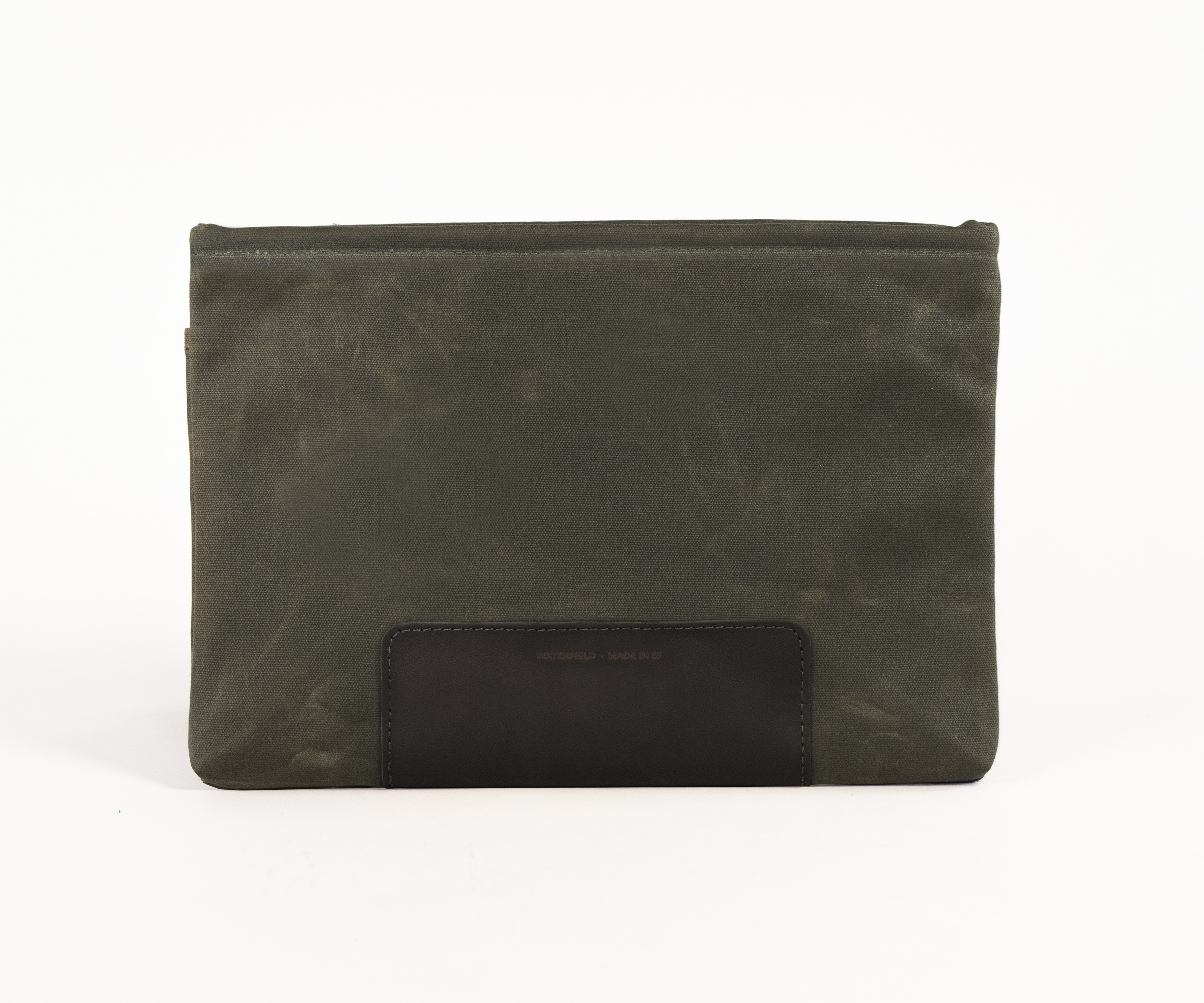 Magnetic Laptop Sleeve in green waxed canvas