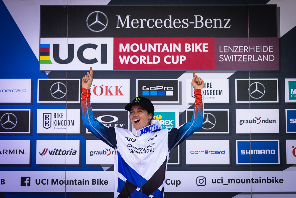 Monster Energy's Camille Balanche Takes Second Place in Elite Women UCI Downhill Mountain Bike World Cup in Lenzerheide, Switzerland