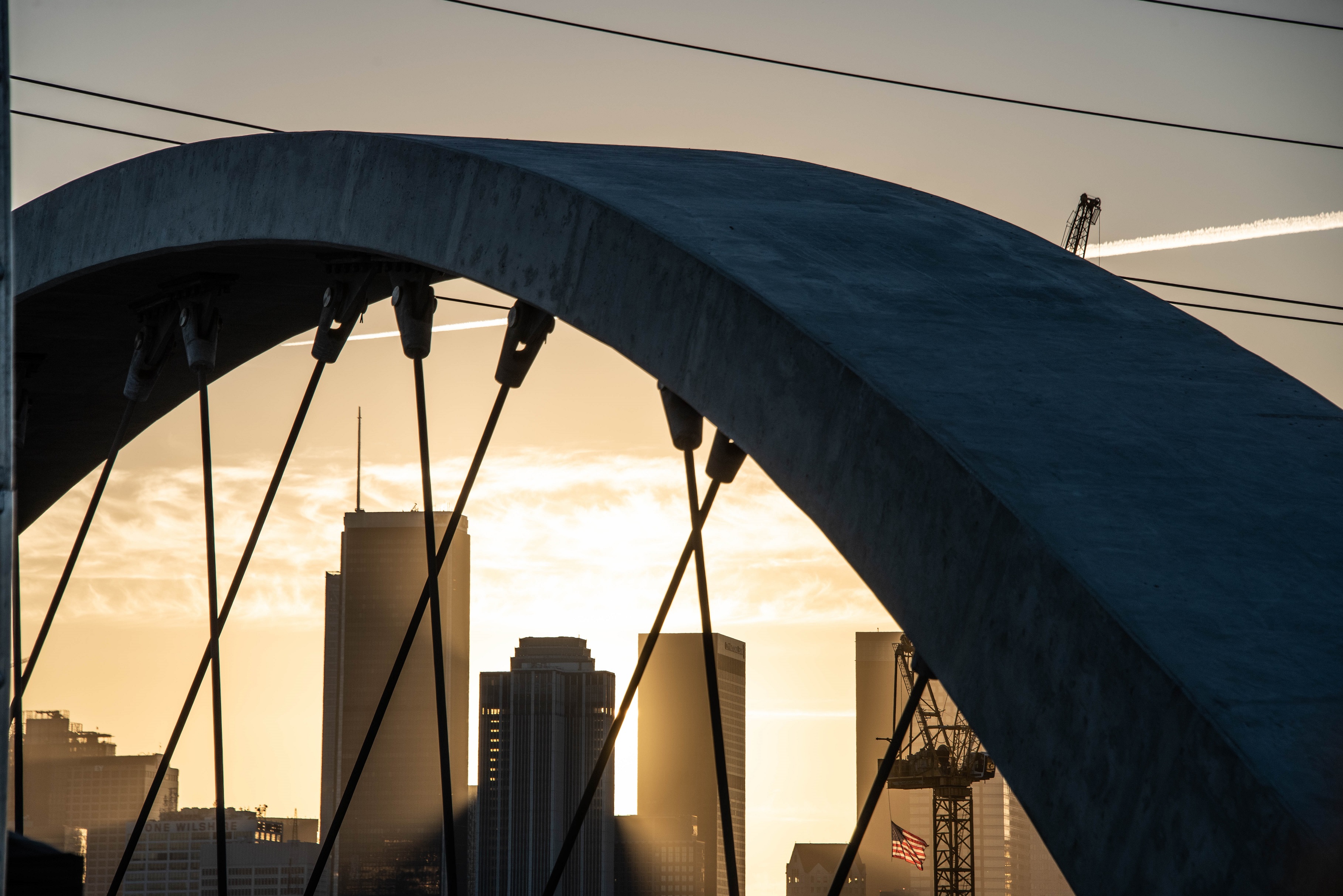 Dramatic view of Downtown LA from Sixth Street Viaduct
