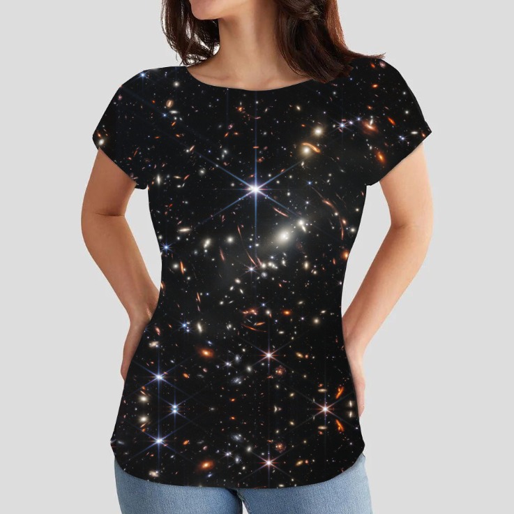This new fashion top is part of the James Webb Space Telescope collection using the actual image.