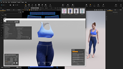 A clothing design created in the Vstitcher 3D platform is shown in photo-real 3D through the STAGE software.