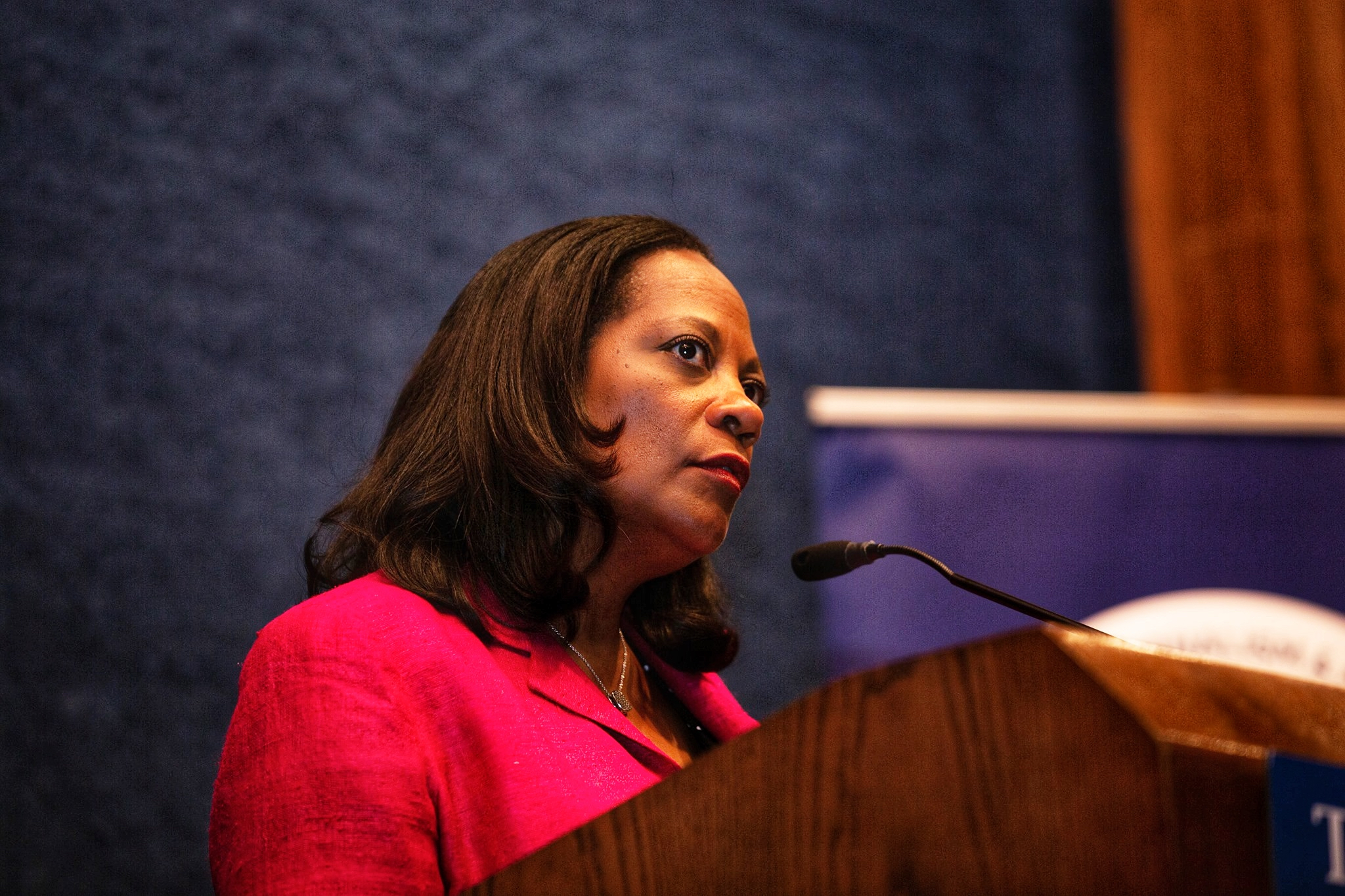 Alison Bethel speaking at the National Press Club (Credit: Report for America)