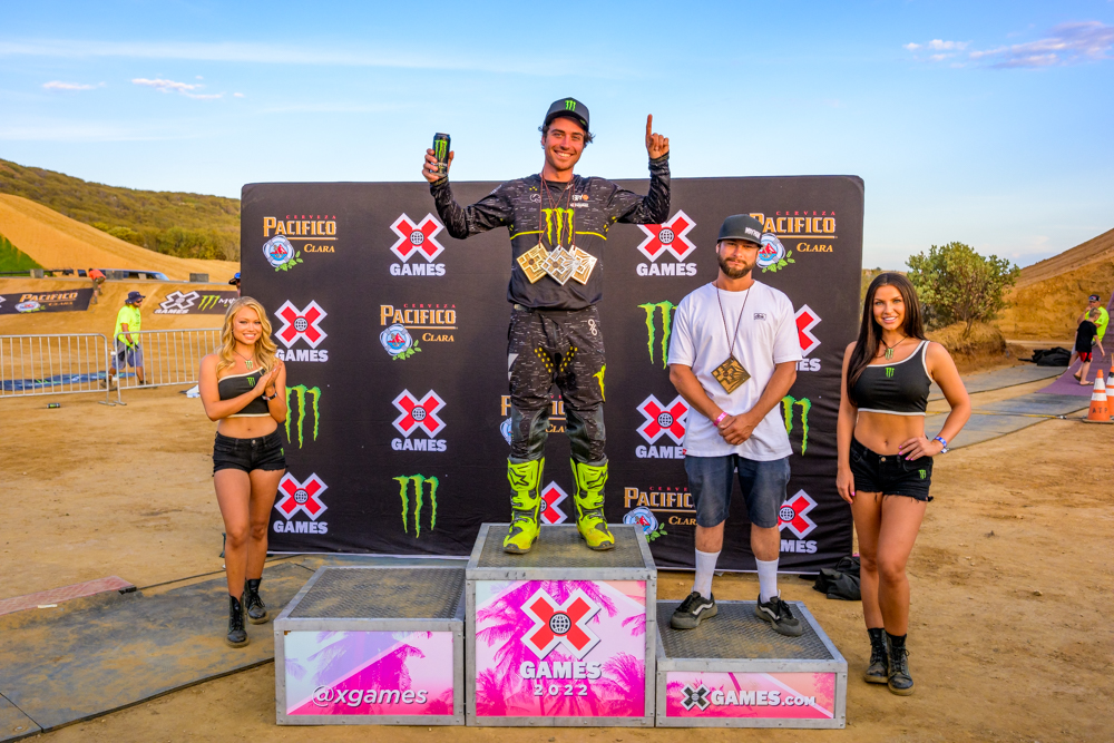 Monster Energy's Axell Hodges Defends Gold Medal in Moto X 110’s, and wins Silver Medals in Moto X Best Whip and Moto X QuarterPipe High Air at X Games 2022 at his legendary Slayground Facility