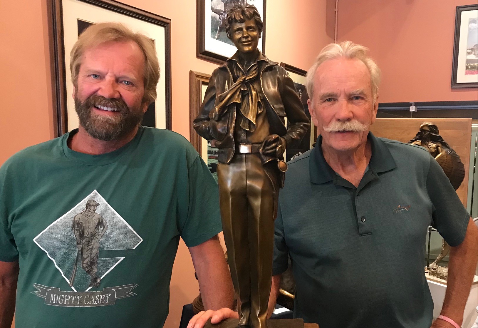Earhart statue designed by sculptors Mark and George Lundeen.