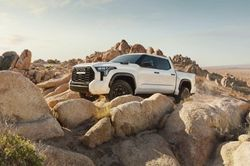 2022 Toyota Tundra Hybrid in a rocky terrain