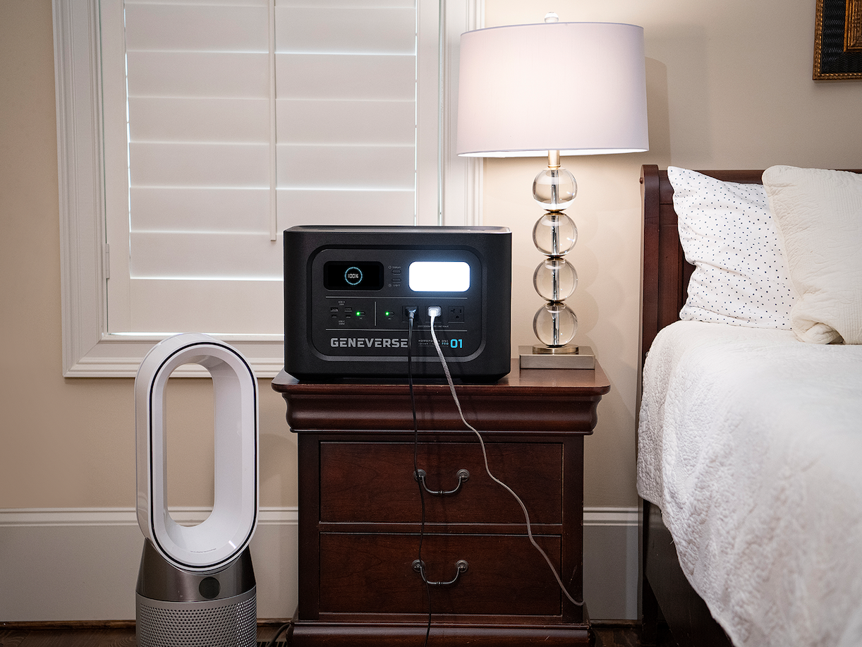Geneverse's HomePower ONE PRO Powering a Personal Fan in the Bedroom