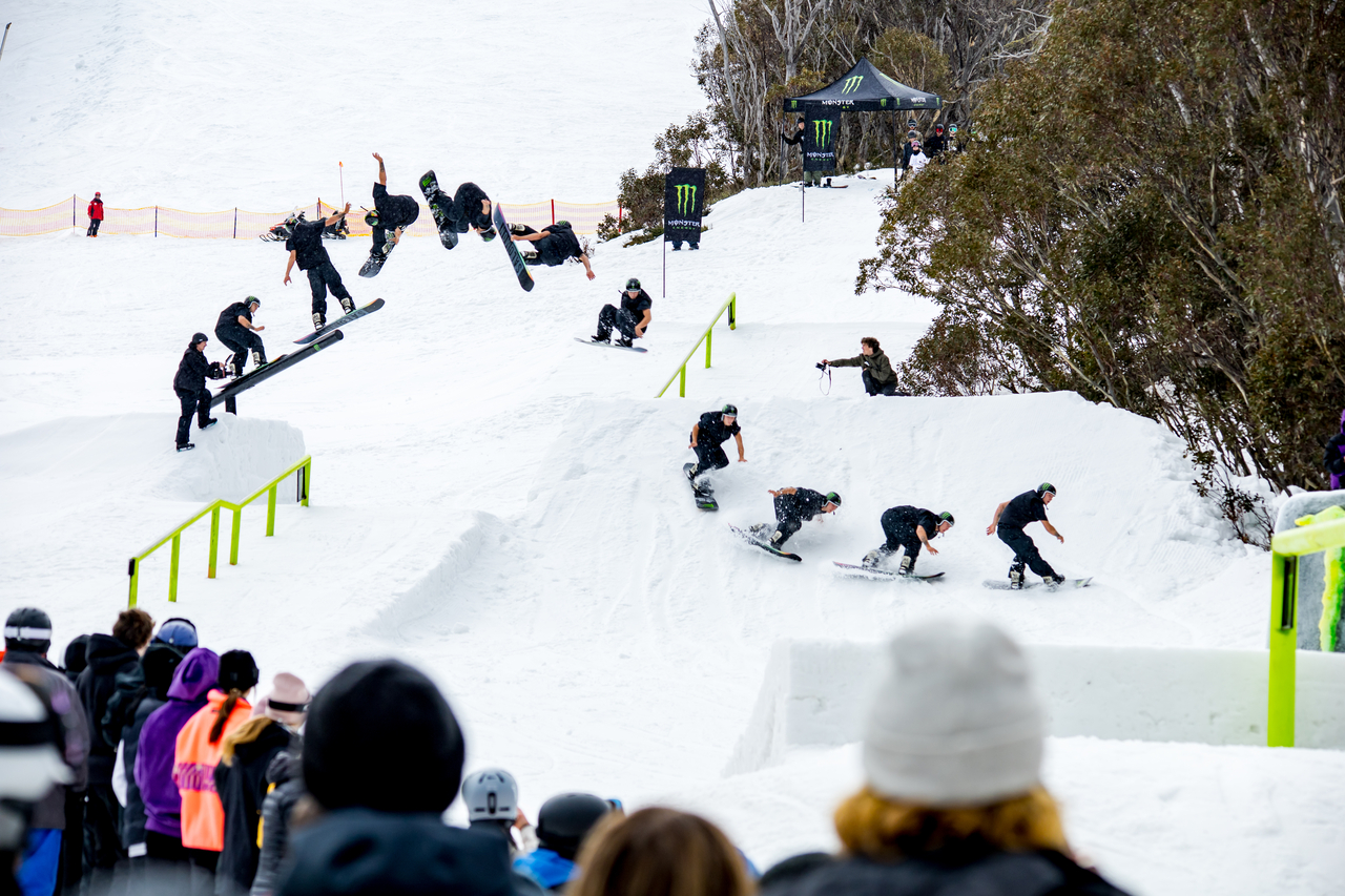 Monster Energy's Dusty Henricksen at Snowboard event 'Bush Doof' in Australia