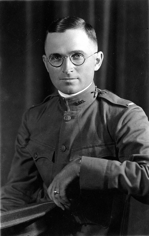 Harry S. Truman in his World War I Army uniform as First Lieutenant, Battery D 129th Field Artillery; photo courtesy Truman Library