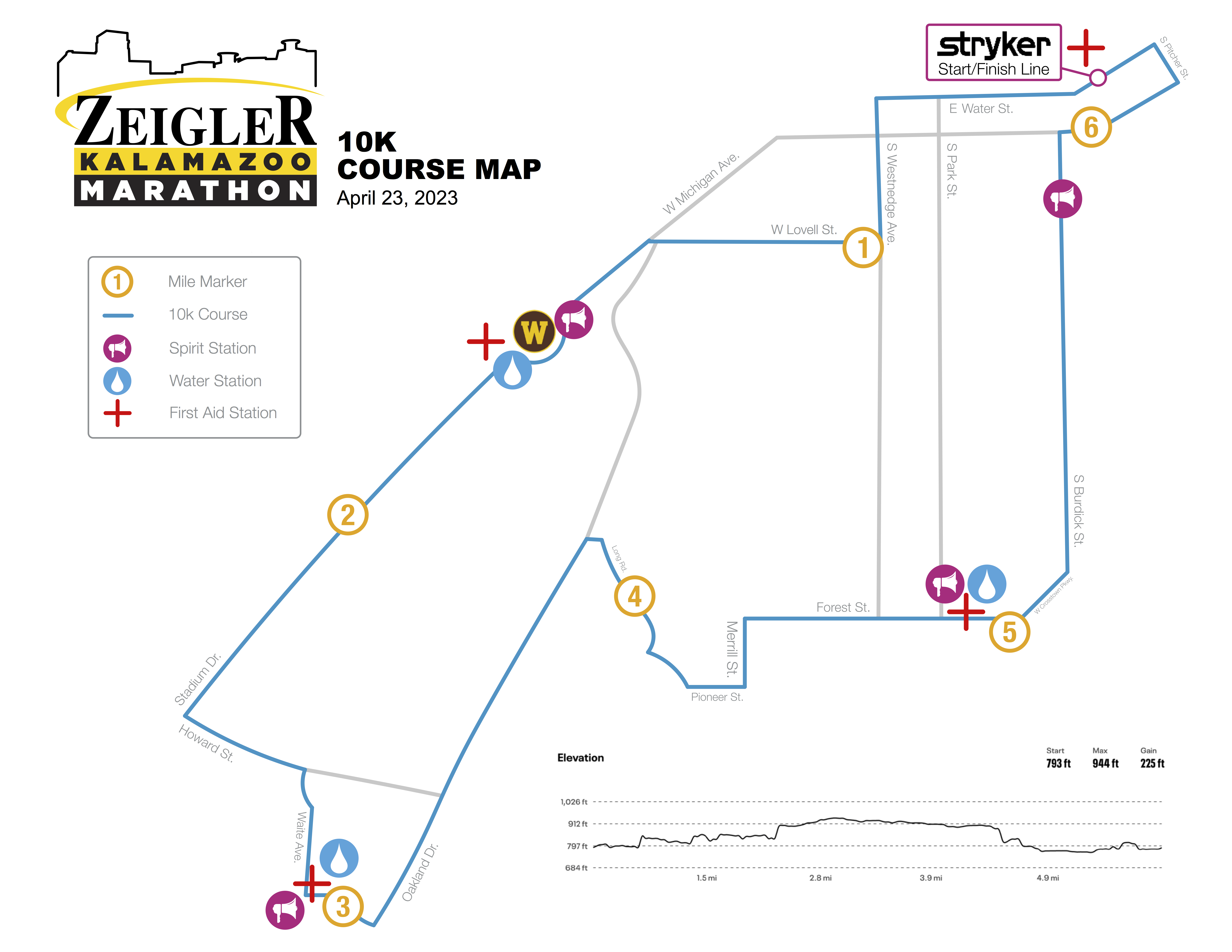 2023 Zeigler Kalamazoo Marathon - 10K Route