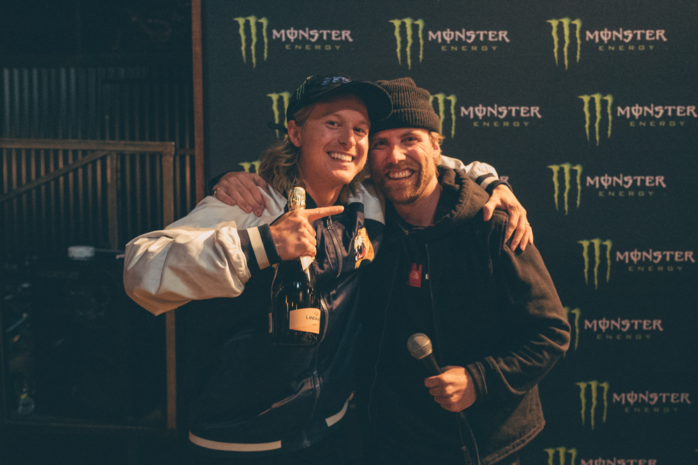 Monster Energy's Rene Rinnekangas with Jossi Wells at the Jossi Wells Invitational in New Zealand