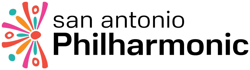 San Antonio Philharmonic's logo expresses the exuberance and bright colors of the city's festive city. The blue color represents the San Antonio River where life has thrived for thousands of years
