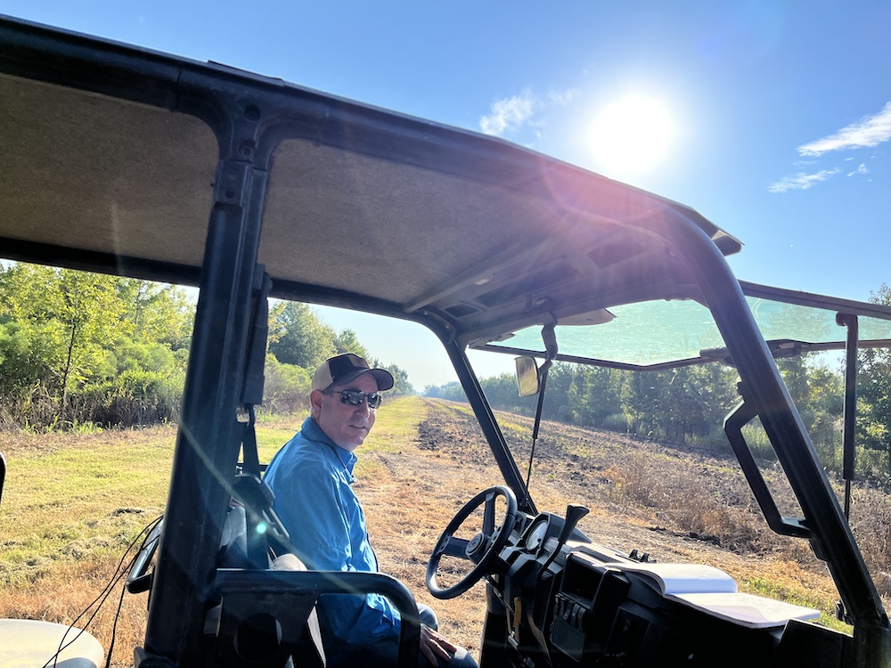 Mr. Soprano doing what he loves best – patrolling his reforesting property