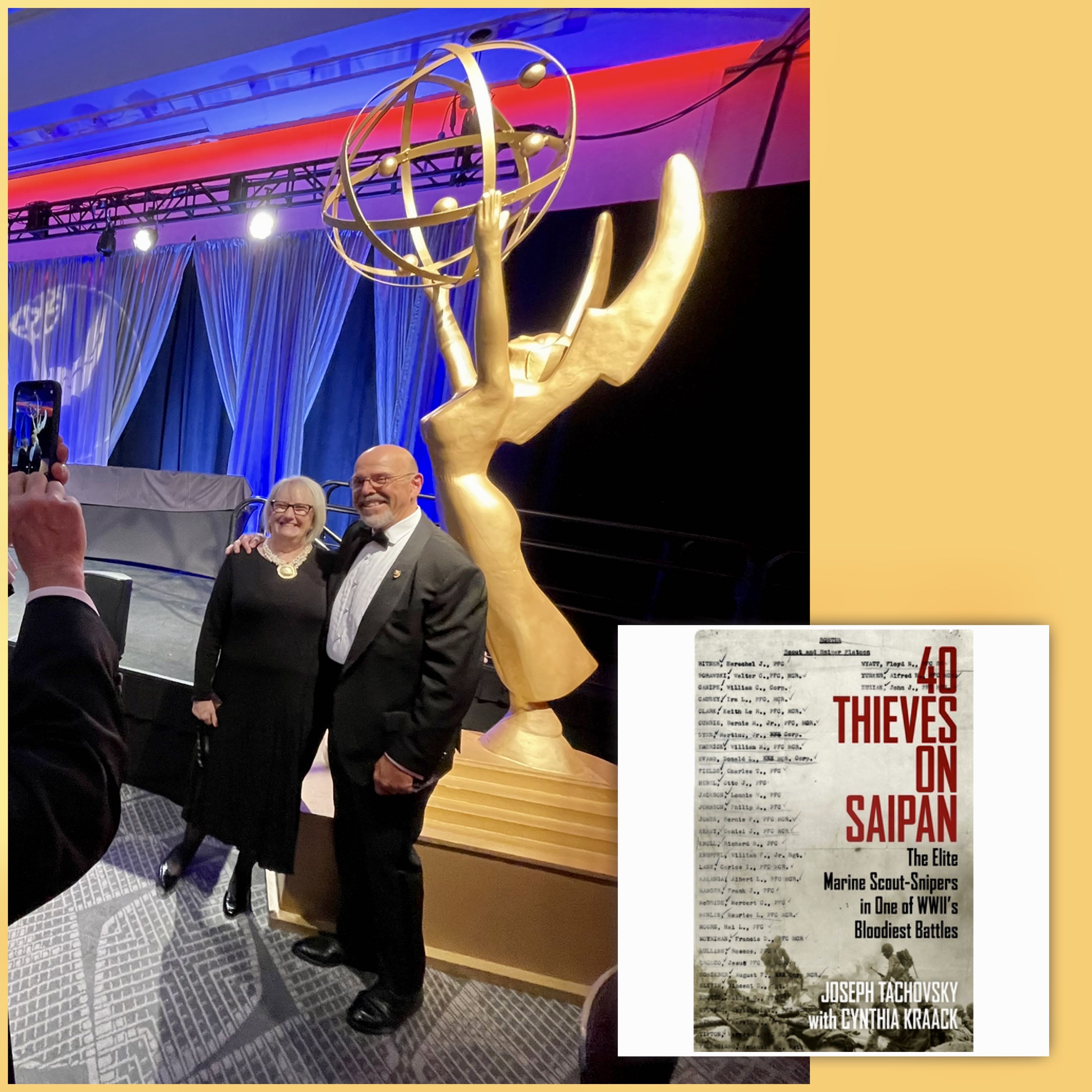 2022 Upper Midwest Emmy Awards - L to R: "40 Thieves on Saipan" Co-Authors Cynthia Kraack and Joseph Tachovsky at Regional Emmy® Gala in Minneapolis MN.