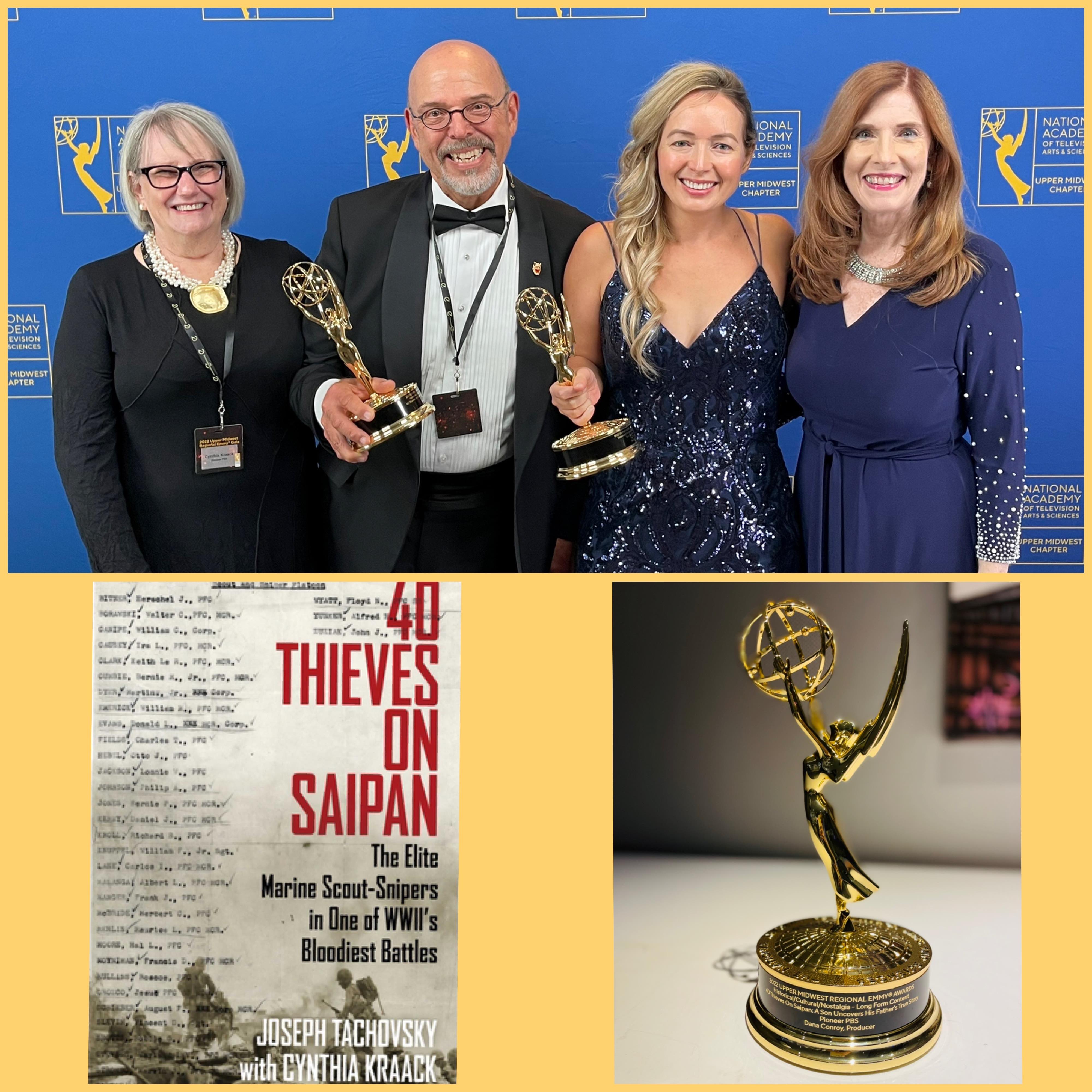 2022 Upper Midwest Emmy® Awards - L to R: "40 Thieves on Saipan" Co-Authors Cynthia Kraack and Joseph Tachovsky, Pioneer PBS Exec Producer Dana Conroy, Book Publicist and Goody PR Founder Liz H Kelly