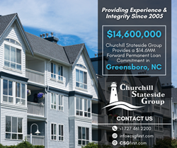 Thumb image for Churchill Stateside Group Provides a $14.6MM Forward Permanent Loan Commitment in Greensboro, NC