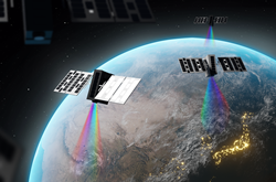 Three Wyvern Gen 1 hyperspectral satellites orbiting Earth
