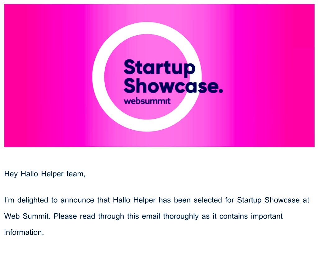 Hallo Helper Showcase Selection for Web Summit
