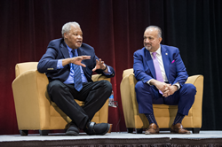 Chaffey College Superintendent/President Henry D. Shannon, left, and Francisco Rodriguez, chancellor of the Los Angeles Community College District.